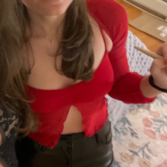 Red Ruched Blouse - Picture 4 of 4